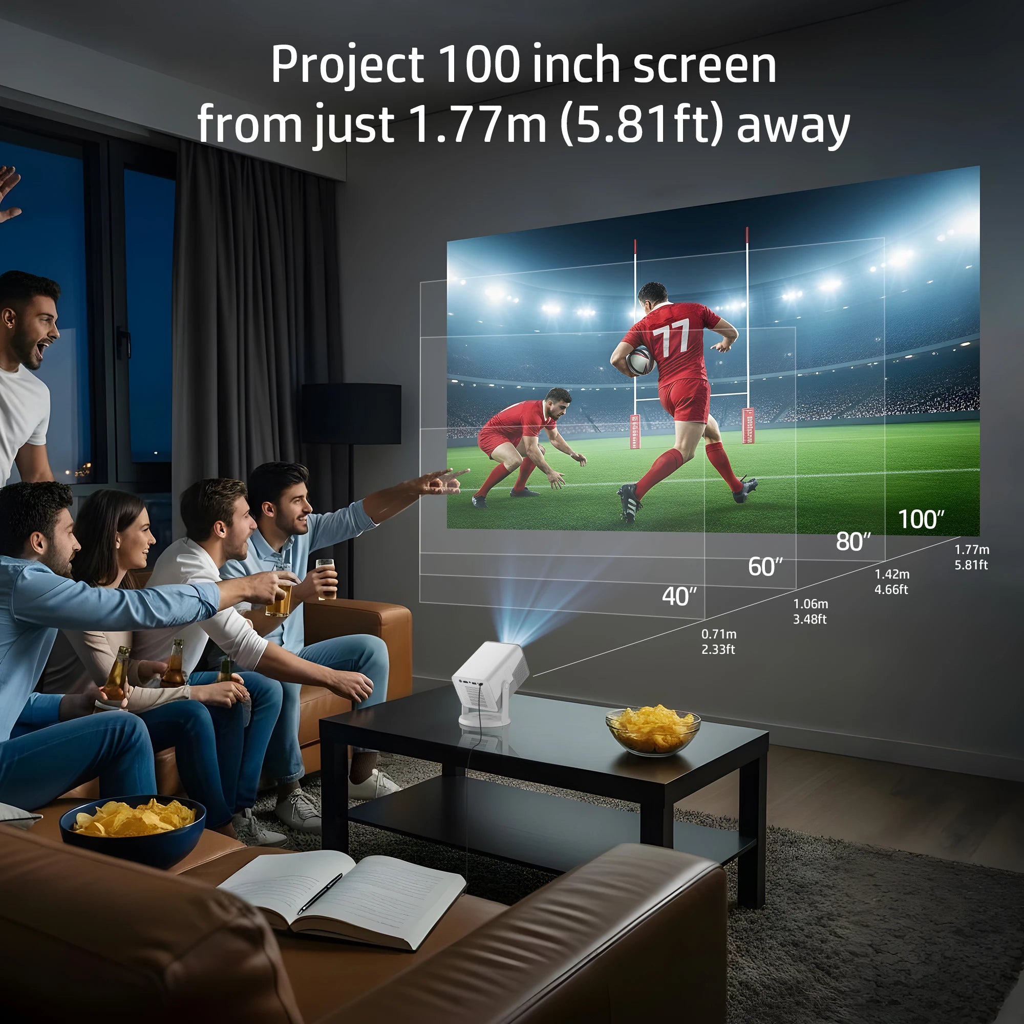 HP Projector MC425 Allwinner H726 1920*1080P Android 14 Dual Wifi6 BT5.4 1080P FHD Home Cinema Beamer Outdoor Portable Projetor