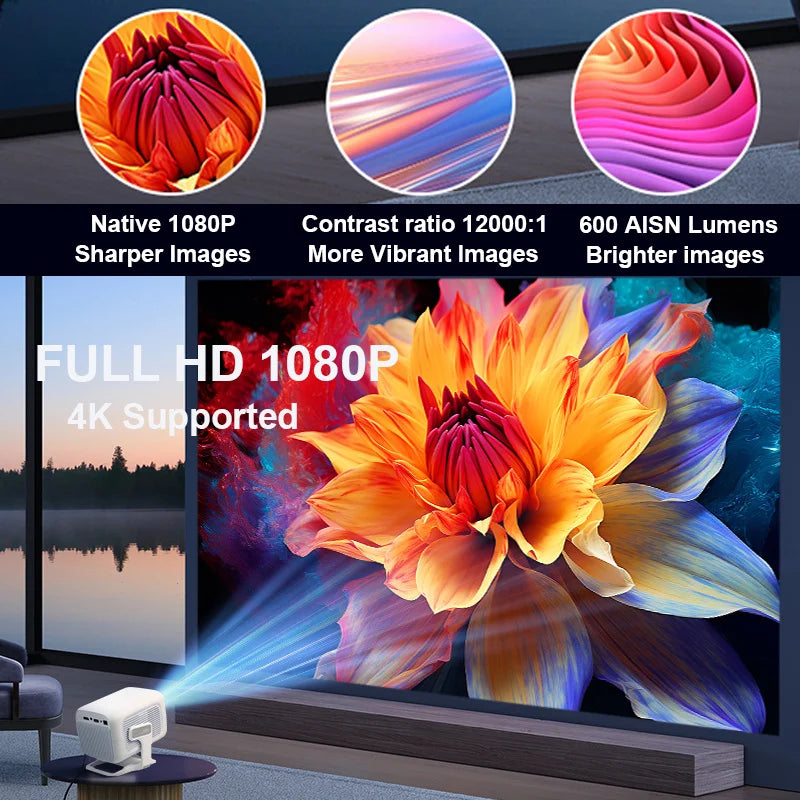 4K Projector Android Native Portable 1080P 600ANSI Auto FocusVideo home Cinema Outdoor hd led Projetor